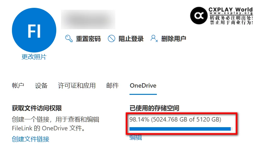 用户 OneDrive 信息